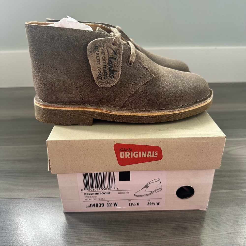 NEW Clarks Kids Desert Boot, Taupe, Size 12W